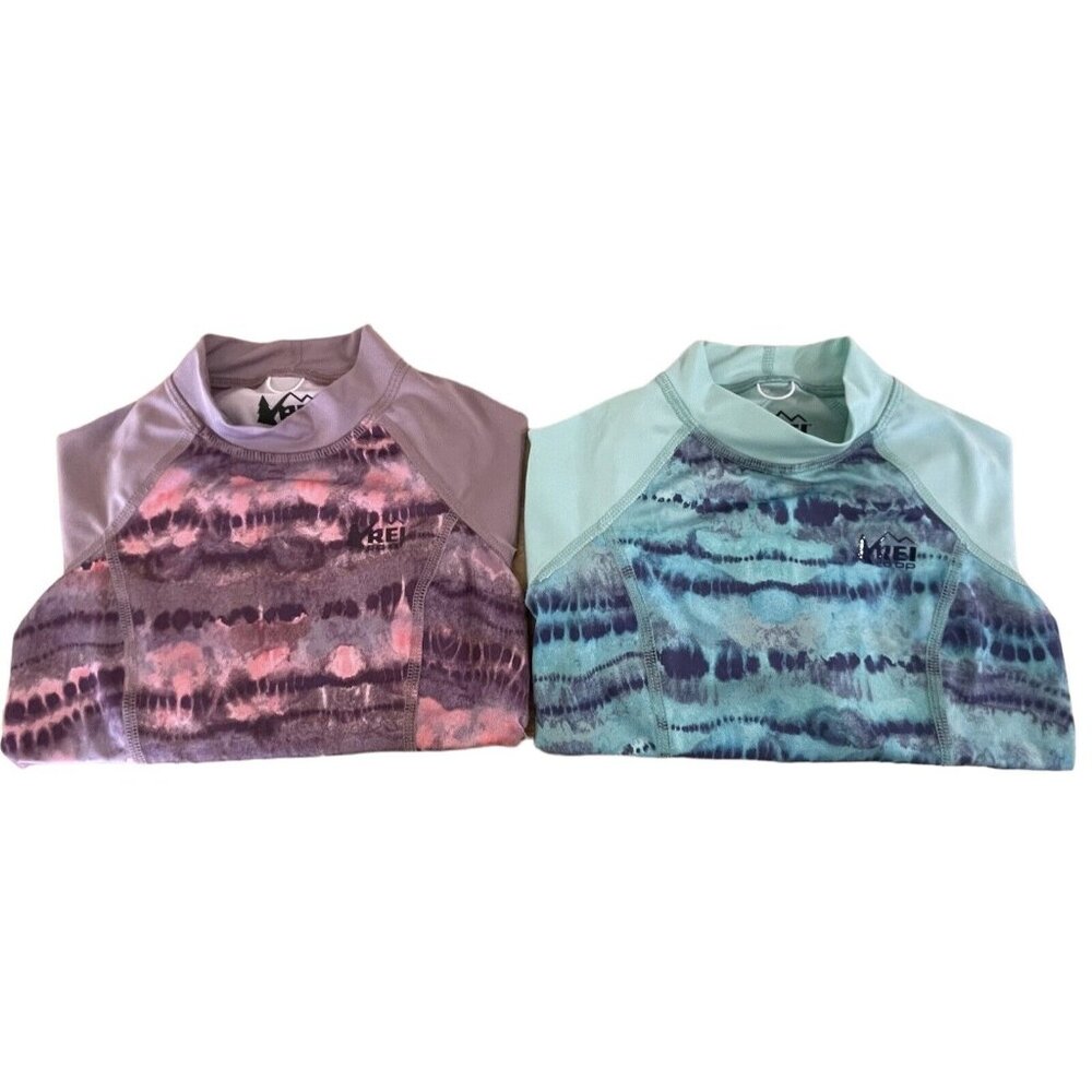 REI Rash Guard Shirt Girls Size 4-5 Swim Long‎ Sleeve Purple Pink Blue Green Lot
